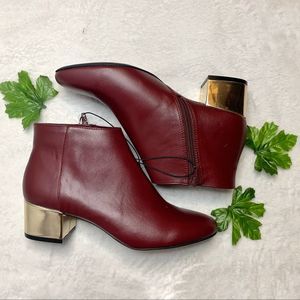 Andrew Marc NY Maroon Gold Heel Ankle Booties